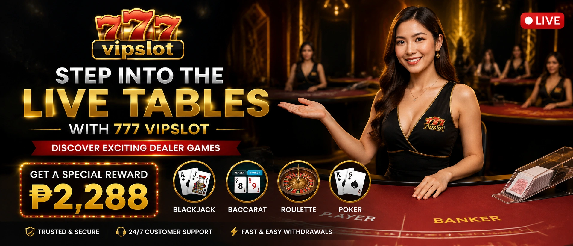 VIPSLOT live dealer table view